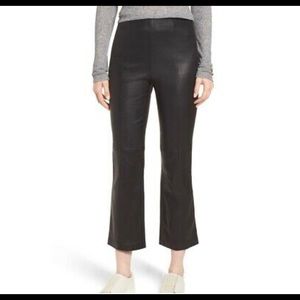 Nordstrom Signature black leather crop pants